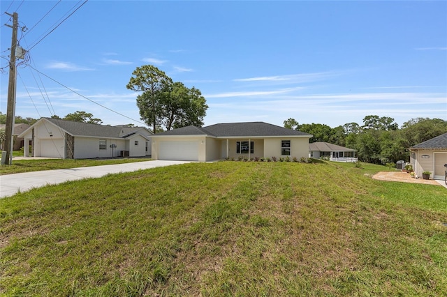 13031 NE 7th Loop, Silver Springs, FL 34488 - ranch-style house with driveway, an attached garage, and a front lawn