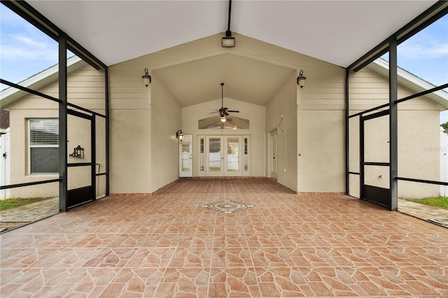 9003 Pecky Cypress Way, Orlando, FL 32836 - unfurnished sunroom with french doors and vaulted ceiling