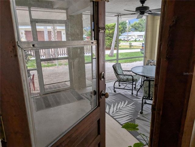 417 Shore Rd, Nokomis, FL 34275 - doorway to outside with healthy amount of natural light and a ceiling fan