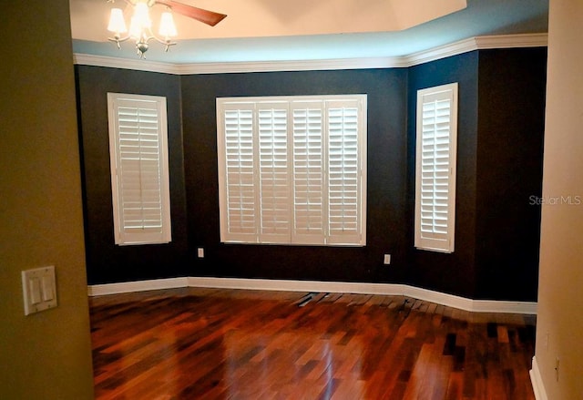 3504 Shorewood Dr, Kissimmee, FL 34746 - unfurnished room featuring wood finished floors, ornamental molding, and ceiling fan
