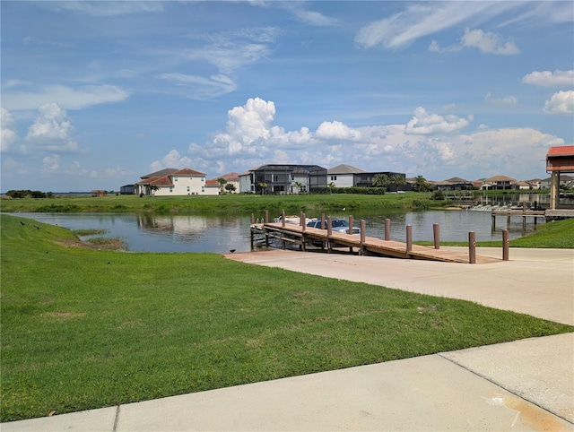 3504 Shorewood Dr, Kissimmee, FL 34746 - dock area with a yard, a water view, and a residential view
