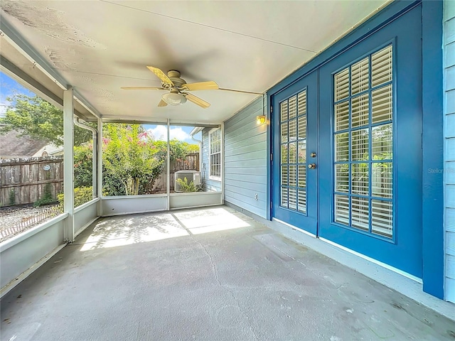 1751 Chatham Cir, Apopka, FL 32703 - unfurnished sunroom featuring french doors and ceiling fan