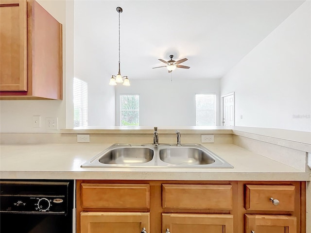2092 Switch Grass Cir, Ocoee, FL 34761 - kitchen featuring a ceiling fan, light countertops, and dishwasher