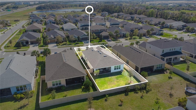 913 Sabal Breeze Ln, Apopka, FL 32703 - aerial perspective of suburban area with property parcel outlined and a nearby body of water