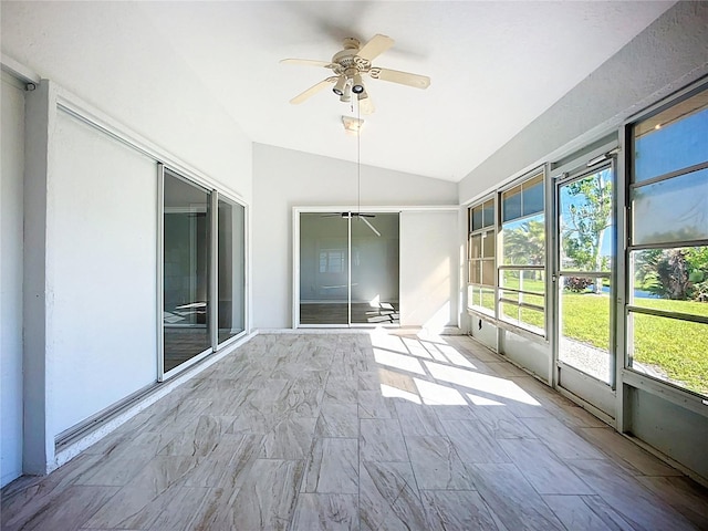 142 Broadmoor Ln, Rotonda West, FL 33947 - unfurnished sunroom with vaulted ceiling and a ceiling fan