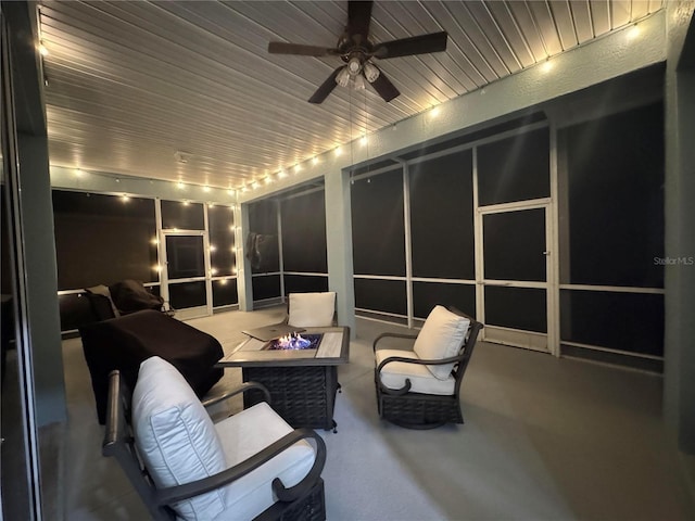 1884 Coconut Palm Cir, North Port, FL 34288 - view of patio / terrace with a fire pit and ceiling fan