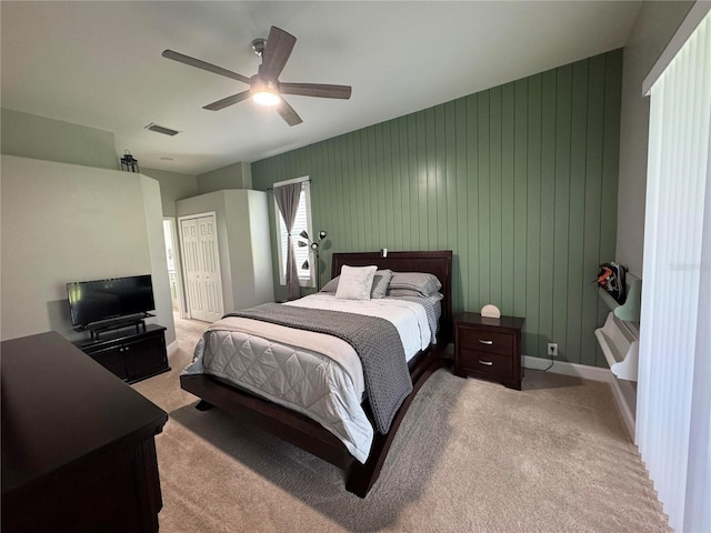 1884 Coconut Palm Cir, North Port, FL 34288 - bedroom with carpet floors, a closet, and ceiling fan