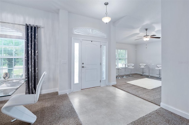 28 Noah Blvd, Flagler Beach, FL 32136 - foyer entrance with a ceiling fan and baseboards