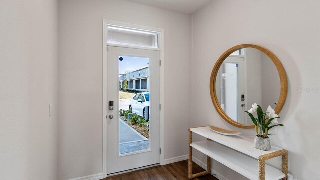 2324 Gifford Dr, Davenport, FL 33837 - entryway featuring dark wood-type flooring and baseboards