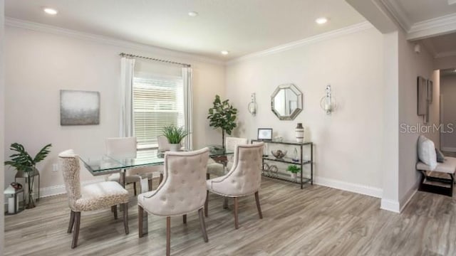 279 SW Cadence Gln, Lake City, FL 32024 - dining area with wood finished floors, recessed lighting, and ornamental molding