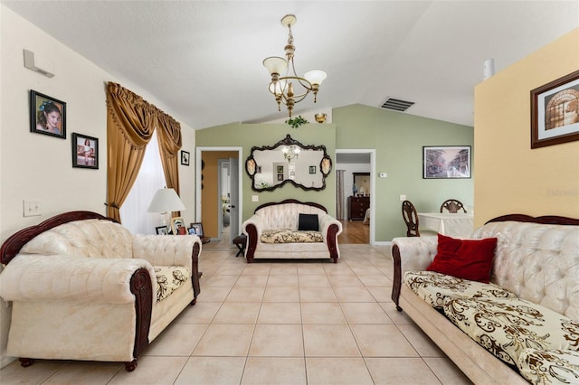 470 Cardinal Ct, Kissimmee, FL 34759 - living area with a chandelier, lofted ceiling, and light tile patterned floors