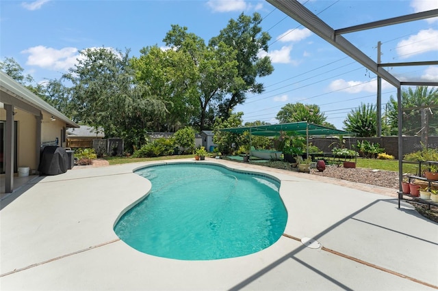 473 Burnt Tree Ln, Apopka, FL 32712 - view of swimming pool featuring a patio, a fenced backyard, and grilling area