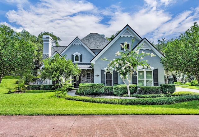 413 Harbour Oaks Pointe Dr, Edgewood, FL 32809 - victorian-style house with stucco siding, a chimney, stone siding, and a front lawn