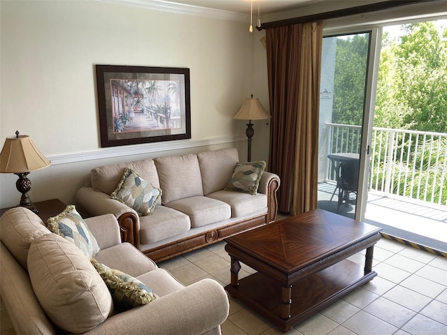 13415 Blue Heron Bch Unit 203, Orlando, FL 32821 - tiled living room featuring ornamental molding