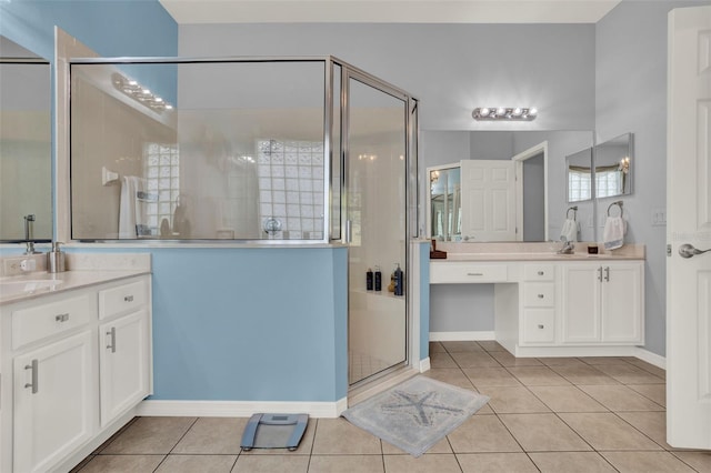 25105 Laurel Valley Rd, Leesburg, FL 34748 - full bath featuring tile patterned flooring, vanity, and a stall shower