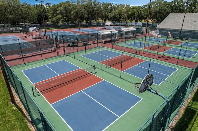 25105 Laurel Valley Rd, Leesburg, FL 34748 - view of tennis court featuring community basketball court and view of wooded area