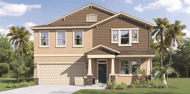 3337 Arch Ave, Ormond Beach, FL 32174 - view of front of home with an attached garage, concrete driveway, stucco siding, and a front yard