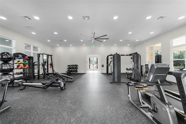 3337 Arch Ave, Ormond Beach, FL 32174 - workout area with recessed lighting and a ceiling fan
