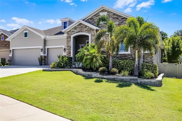 17290 Hickory Wind Dr, Clermont, FL 34711 - view of front of home featuring stone siding, driveway, stucco siding, and a garage