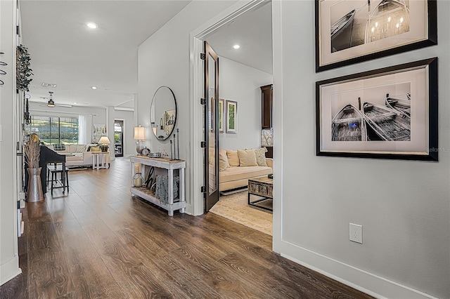 17290 Hickory Wind Dr, Clermont, FL 34711 - hall with dark wood finished floors and recessed lighting