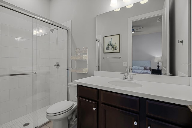 17290 Hickory Wind Dr, Clermont, FL 34711 - full bathroom with connected bathroom, a ceiling fan, vanity, and a shower stall