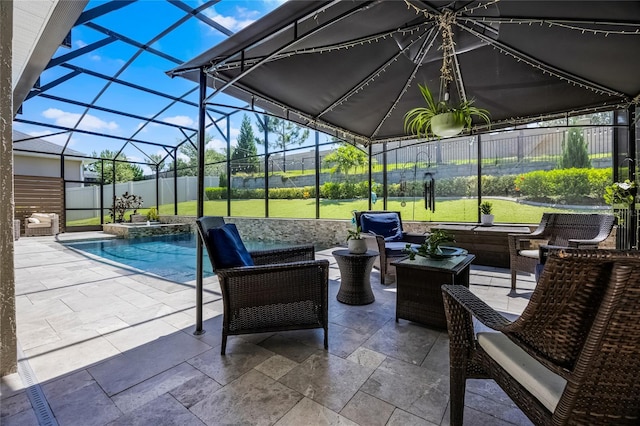 17290 Hickory Wind Dr, Clermont, FL 34711 - view of patio / terrace with a lanai and a pool with connected hot tub