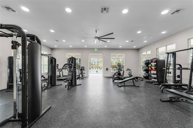 3305 Arch Ave, Ormond Beach, FL 32174 - gym featuring recessed lighting and ceiling fan