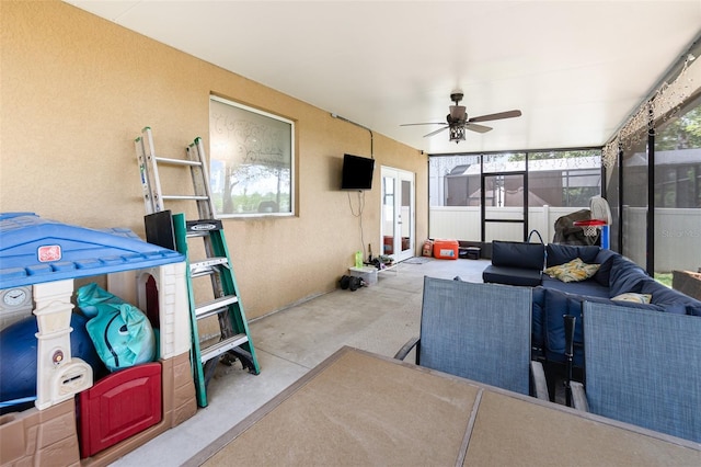 30308 Cheval St, Mount Dora, FL 32757 - sunroom / solarium featuring french doors, outdoor lounge area, and a ceiling fan