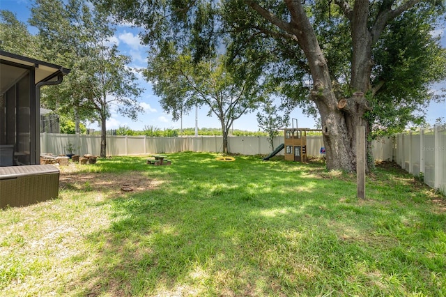 30308 Cheval St, Mount Dora, FL 32757 - fenced backyard featuring a playground