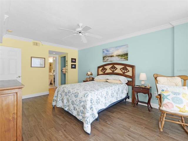 4631 S Atlantic Ave Unit 8102, Port Orange, FL 32127 - bedroom with wood finished floors, crown molding, and ceiling fan