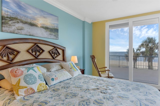 4631 S Atlantic Ave Unit 8102, Port Orange, FL 32127 - bedroom with access to exterior and crown molding