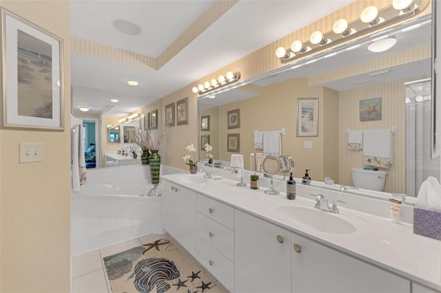 4631 S Atlantic Ave Unit 8102, Port Orange, FL 32127 - full bath with a bath, double vanity, and tile patterned flooring