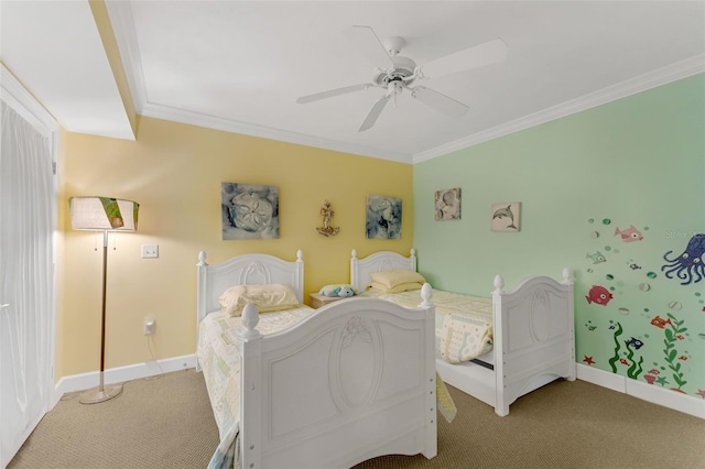 4631 S Atlantic Ave Unit 8102, Port Orange, FL 32127 - carpeted bedroom with ornamental molding and ceiling fan