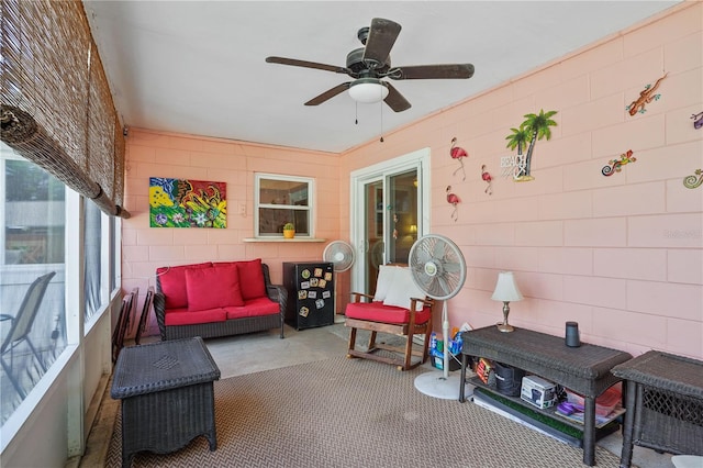 109 Woodfield Ct, Sanford, FL 32773 - sunroom featuring an outdoor hangout area and ceiling fan