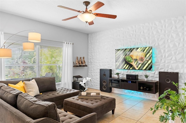 1785 Rushden Dr, Ocoee, FL 34761 - living room with a ceiling fan and light tile patterned floors