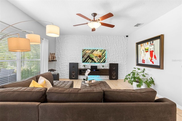 1785 Rushden Dr, Ocoee, FL 34761 - tiled living room with a ceiling fan and baseboards