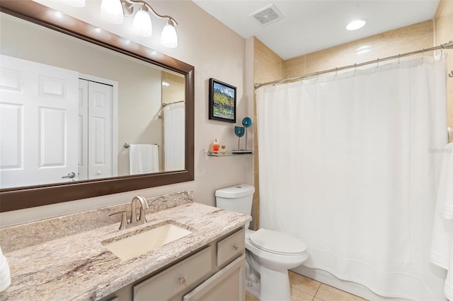 1785 Rushden Dr, Ocoee, FL 34761 - bathroom featuring tile patterned floors, vanity, curtained shower, and recessed lighting