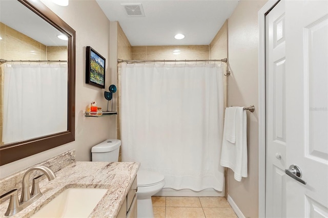 1785 Rushden Dr, Ocoee, FL 34761 - bathroom featuring vanity, tile patterned floors, and a shower with shower curtain
