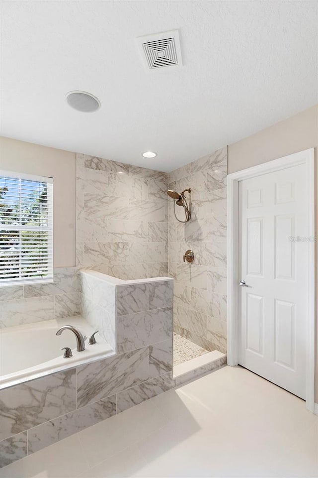 1785 Rushden Dr, Ocoee, FL 34761 - full bath with a bath, walk in shower, recessed lighting, and tile patterned floors