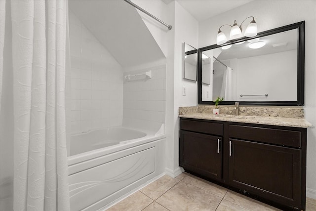 2280 San Vital Dr Unit 101, Kissimmee, FL 34741 - bathroom featuring vanity, tile patterned floors, and shower / bath combination with curtain