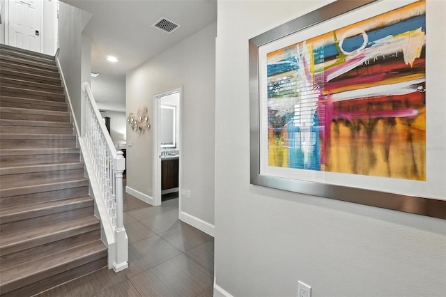 1530 Retreat Cir, Clermont, FL 34714 - stairs with recessed lighting and tile patterned flooring