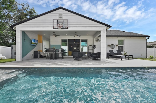 1322 N Bumby Ave, Orlando, FL 32803 - rear view of property with a ceiling fan and a patio area