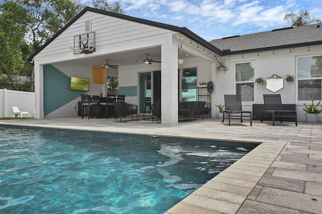 1322 N Bumby Ave, Orlando, FL 32803 - outdoor pool featuring a patio and a ceiling fan