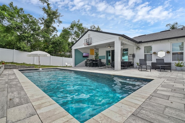 1322 N Bumby Ave, Orlando, FL 32803 - view of pool featuring a patio area and ceiling fan