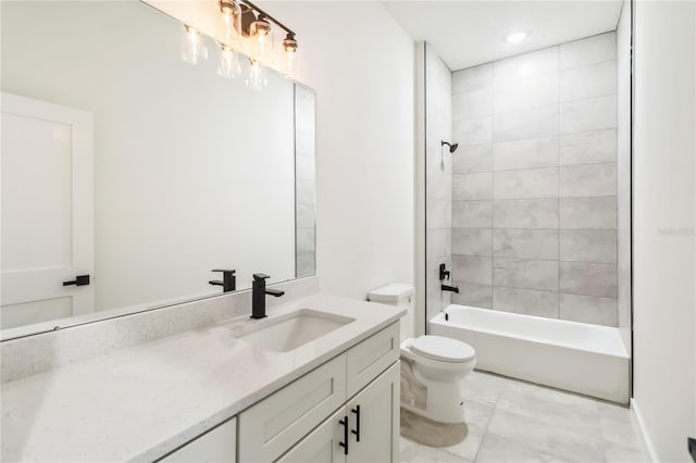 10599 N Umber Ter, Citrus Springs, FL 34434 - full bathroom with vanity, marble look tiles, and bathing tub / shower combination