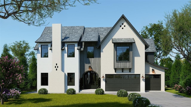 4013 W Inman Ave, Tampa, FL 33609 - view of front of home with a front lawn, a garage, driveway, and brick siding
