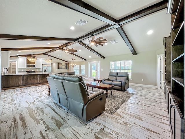 14243 County Road 450, Umatilla, FL 32784 - living area featuring a ceiling fan, recessed lighting, and light wood-type flooring