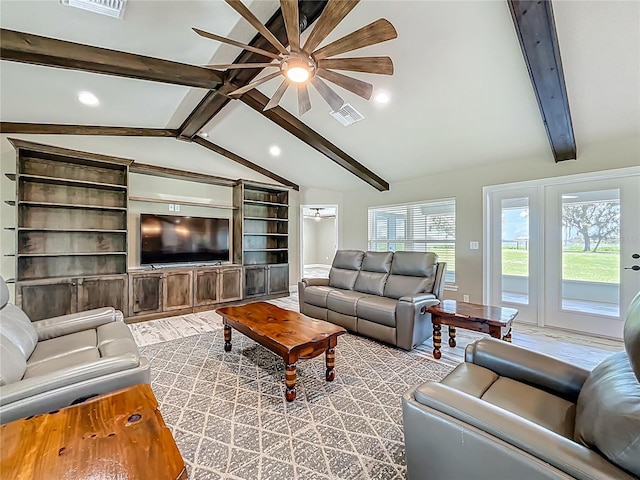 14243 County Road 450, Umatilla, FL 32784 - living area with ceiling fan, wood finished floors, plenty of natural light, and recessed lighting