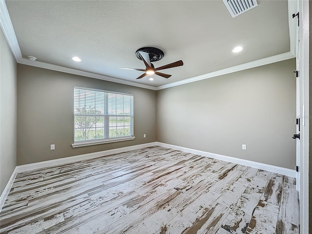 14243 County Road 450, Umatilla, FL 32784 - empty room with a ceiling fan, ornamental molding, recessed lighting, wood finished floors, and a smoke detector