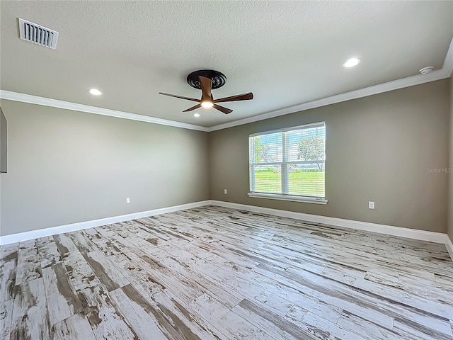14243 County Road 450, Umatilla, FL 32784 - unfurnished room with ornamental molding, ceiling fan, wood finished floors, recessed lighting, and a textured ceiling